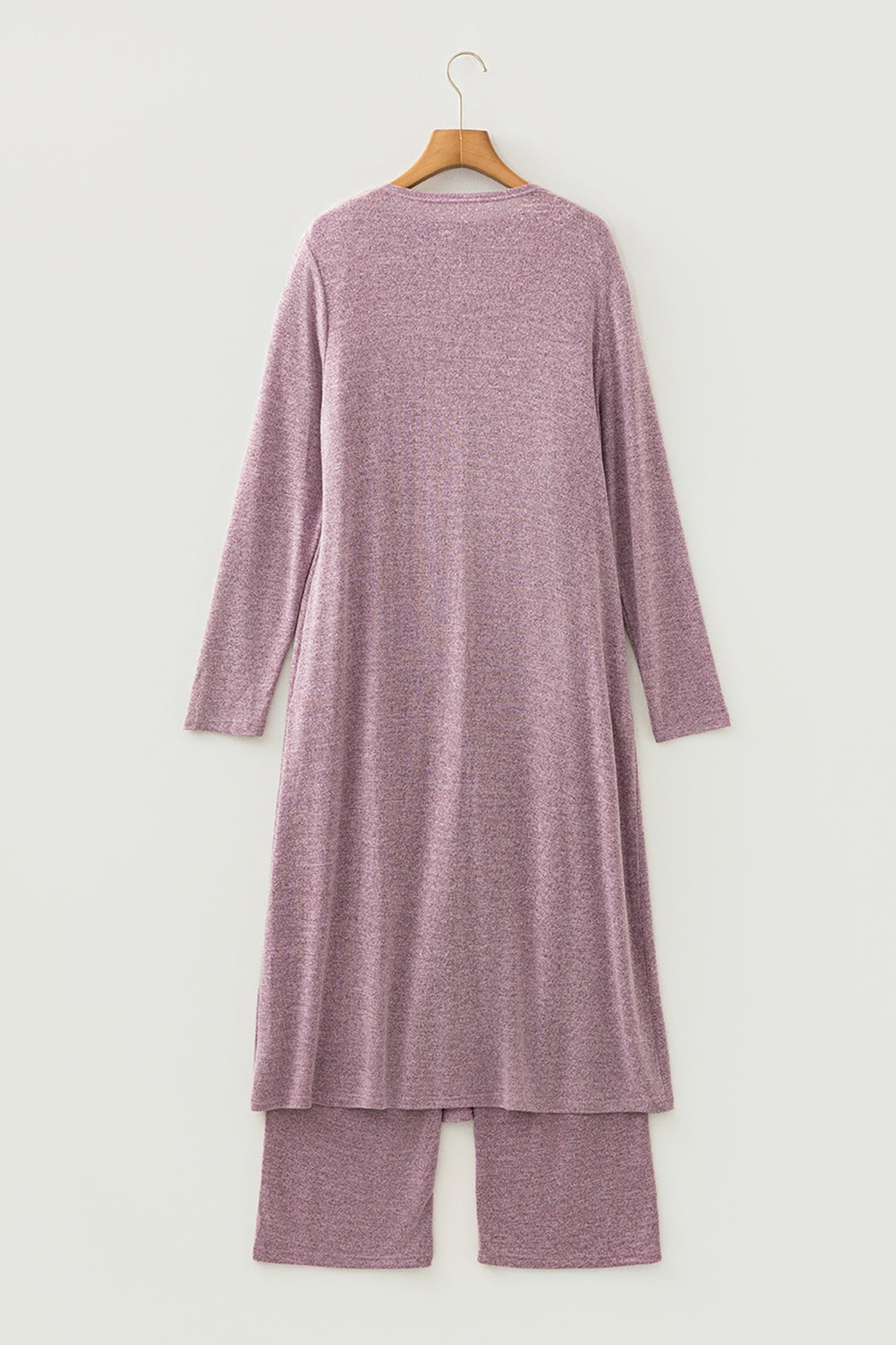 Delicacy 3pcs V Neck T Shirt Ribbon Knot Pants Open Duster 3pcs Lounge Set