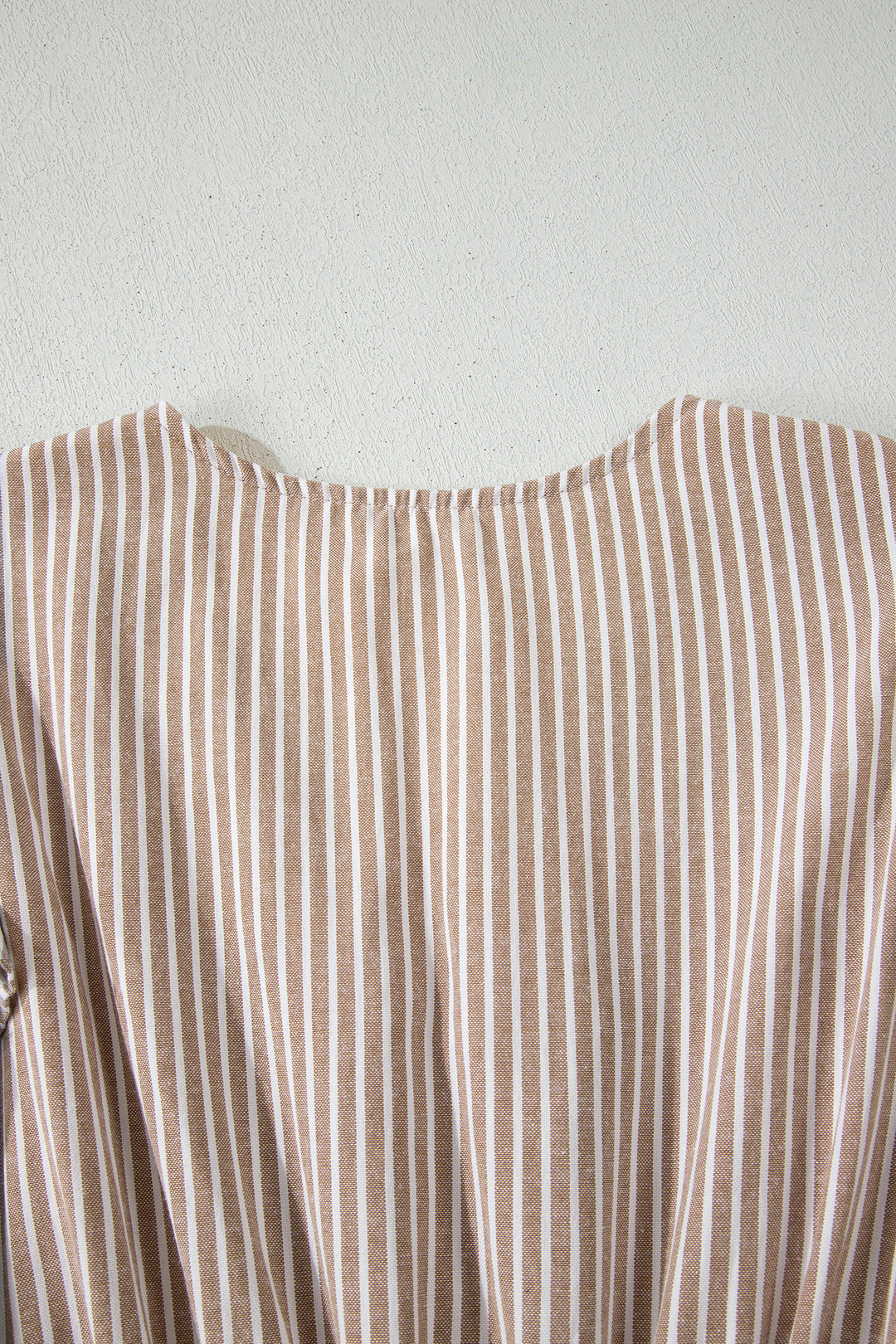 Khaki Stripe Flutter Sleeve Buttoned Front Slit Maxi Dress