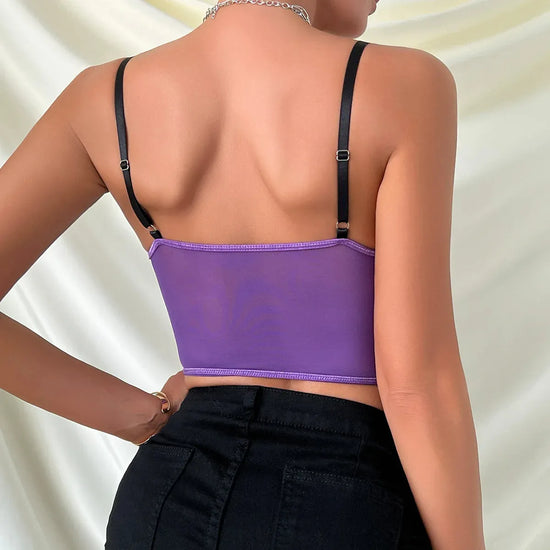 Purple Elegant Women's Color-Matching Chain Vest - Y2K Style Sexy Corset Tank Top