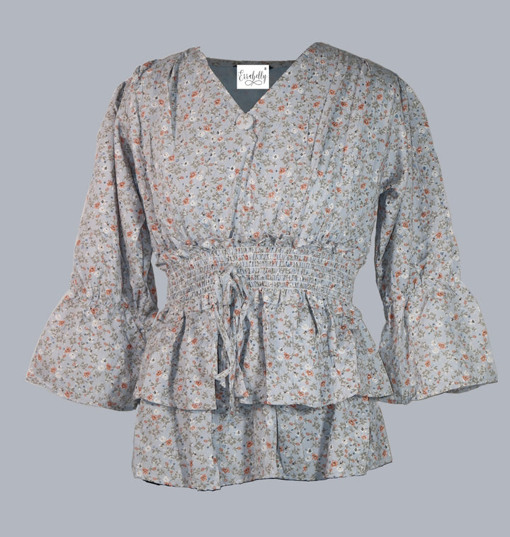 Floral Angel Sleeves Top grey errabelly