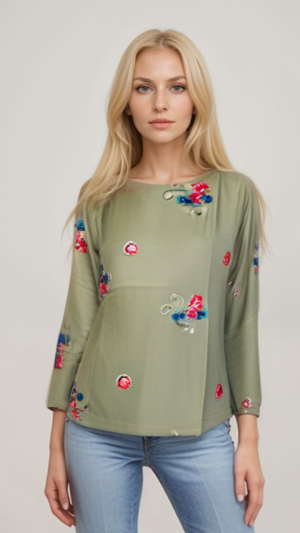 Floral Embroidery full Sleeve Top | Women