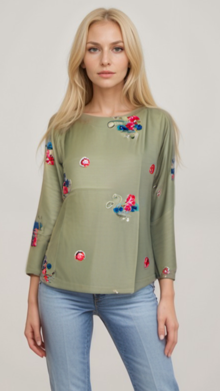 Floral Embroidery full Sleeve Top | Women