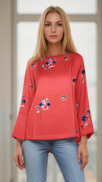 Floral Embroidery full Sleeve Top | Women