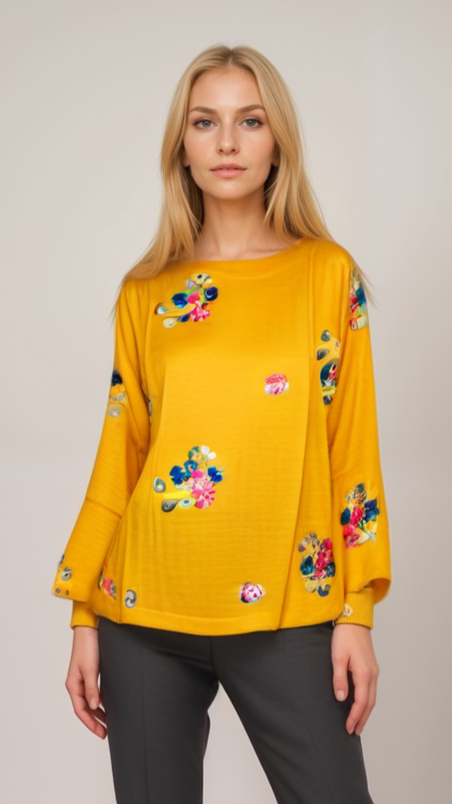 Floral Embroidery full Sleeve Top | Women