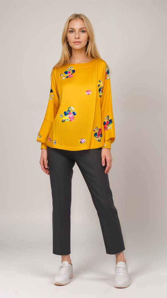 Floral Embroidery full Sleeve Top | Women