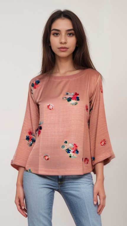 Floral Embroidery full Sleeve Top | Women