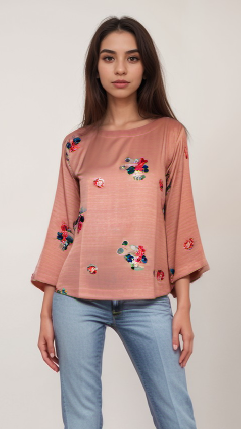 Floral Embroidery full Sleeve Top | Women