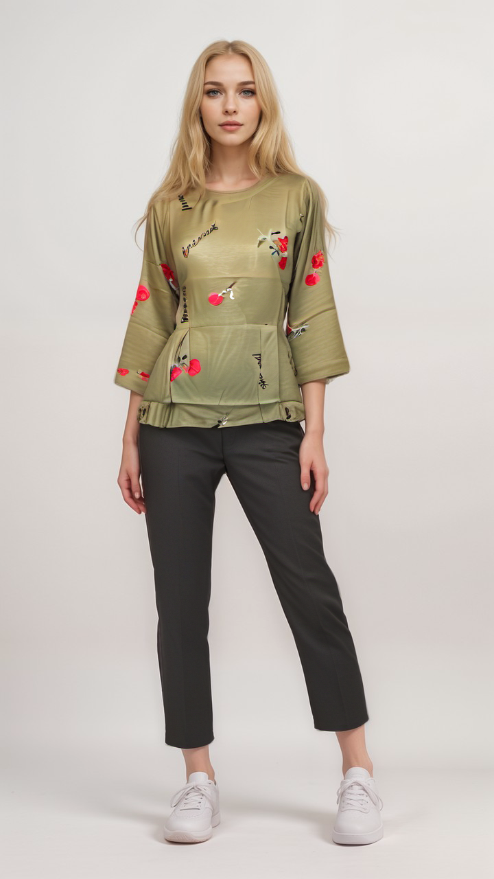 Floral Embroidery With Fonts Top | Women