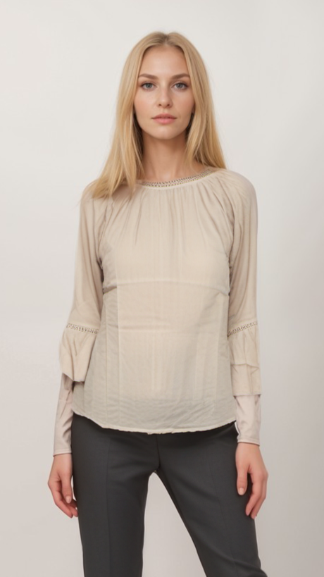 Lays Embedded Collar Full Sleeve Top | Women