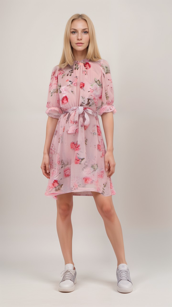 Georgette Floral Dress 3/4 th Sleeve