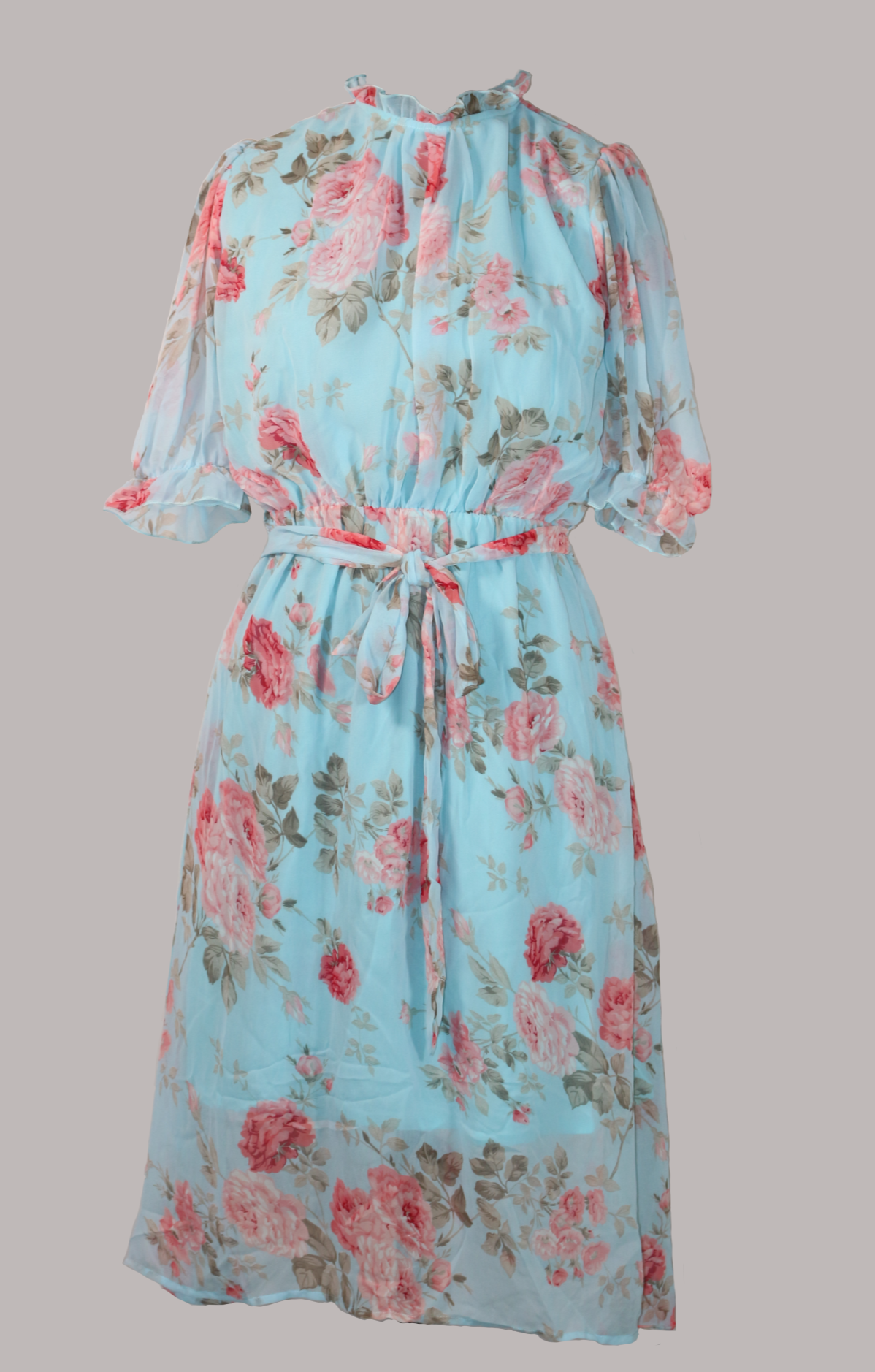 Blue Floral Dress 3/4 th Sleeve - Errabelly