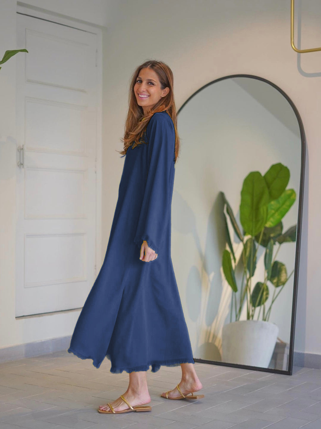 Navy-Blue Pakistani Hand-Pulled Shredded Threads Co-ord Set