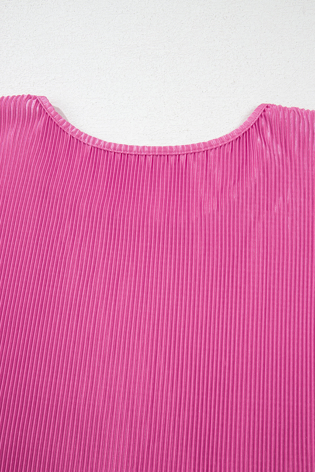 Rose Pleated Texture Roll Tab Sleeve Blouse