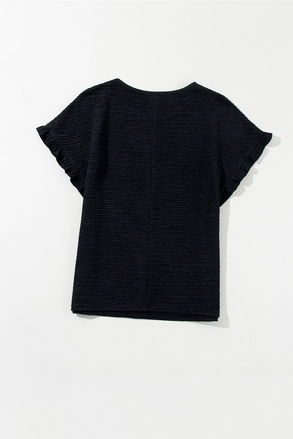 Black Textured Short Sleeve Casual T-Shirt