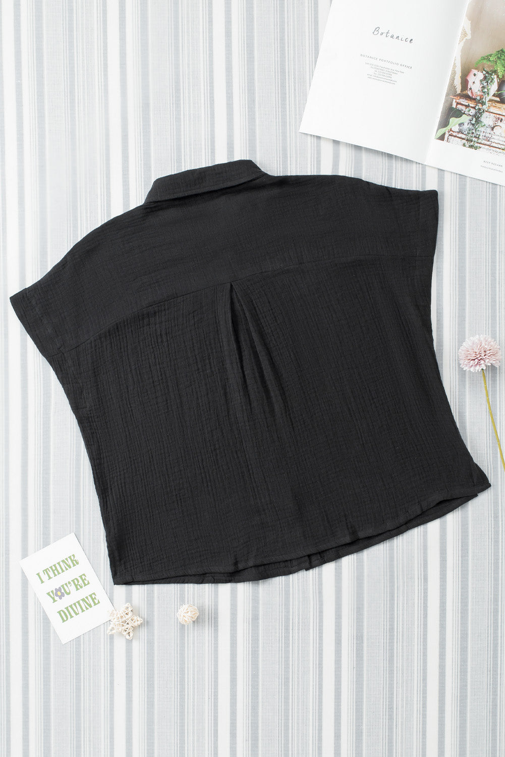 Cotton Crinkle Cotton Loose Short Sleeve Shirt