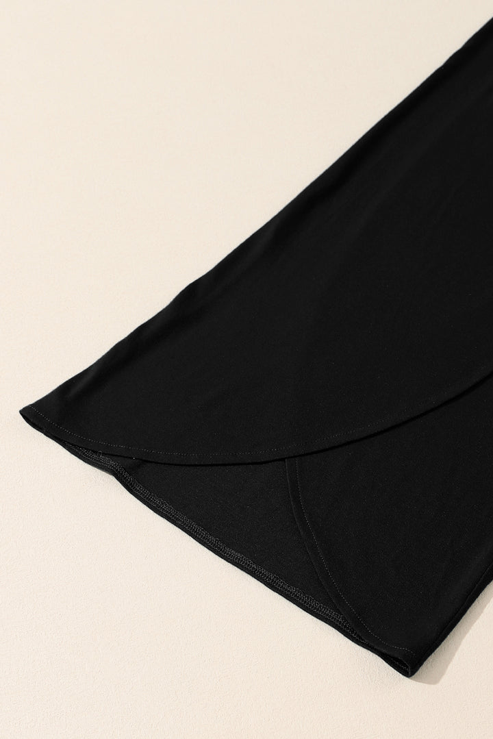 Black Knotted Drop Waist Split Leg Relaxed Pants