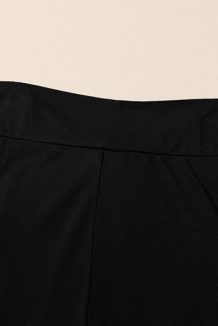 Black Knotted Drop Waist Split Leg Relaxed Pants