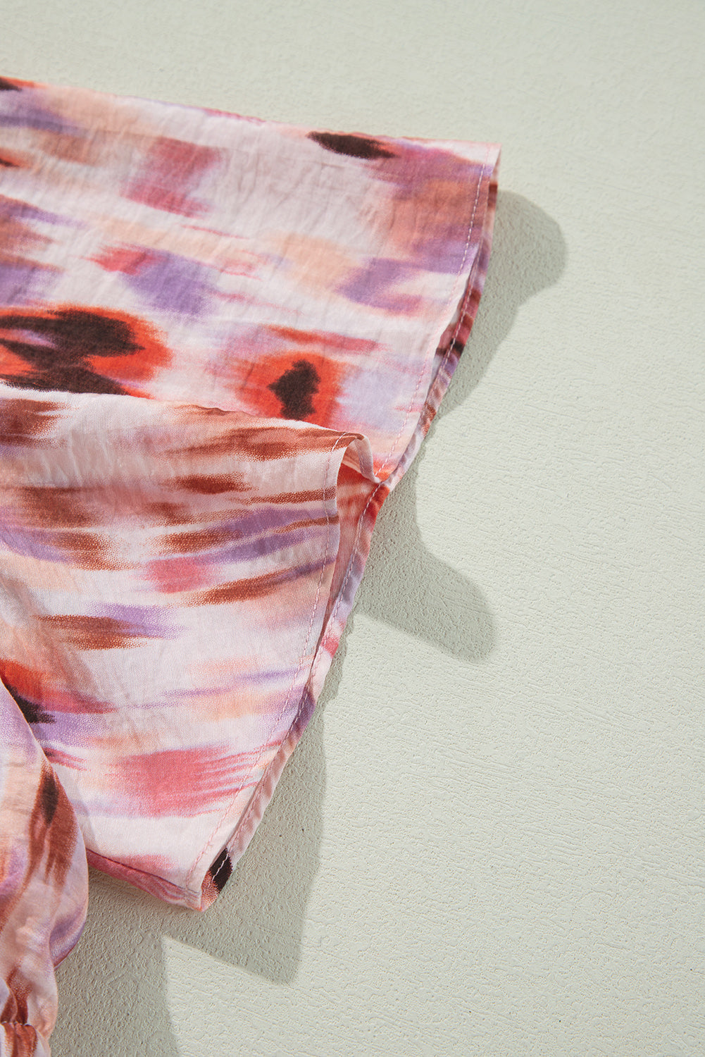 Pink Abstract Printed Flutter Sleeve Daring Cutout Long Dress