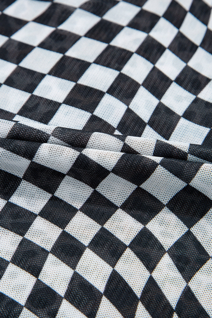 Multicolour Leopard Checkered Double Printed Reversible Sleeveless Long Dress