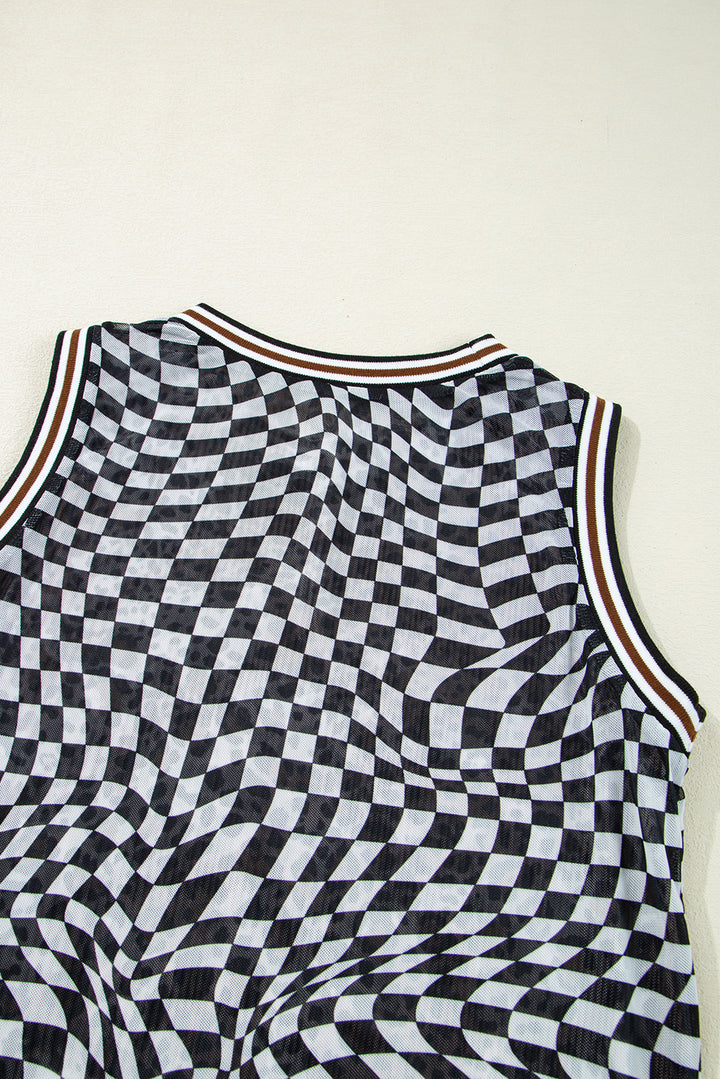 Multicolour Leopard Checkered Double Printed Reversible Sleeveless Long Dress