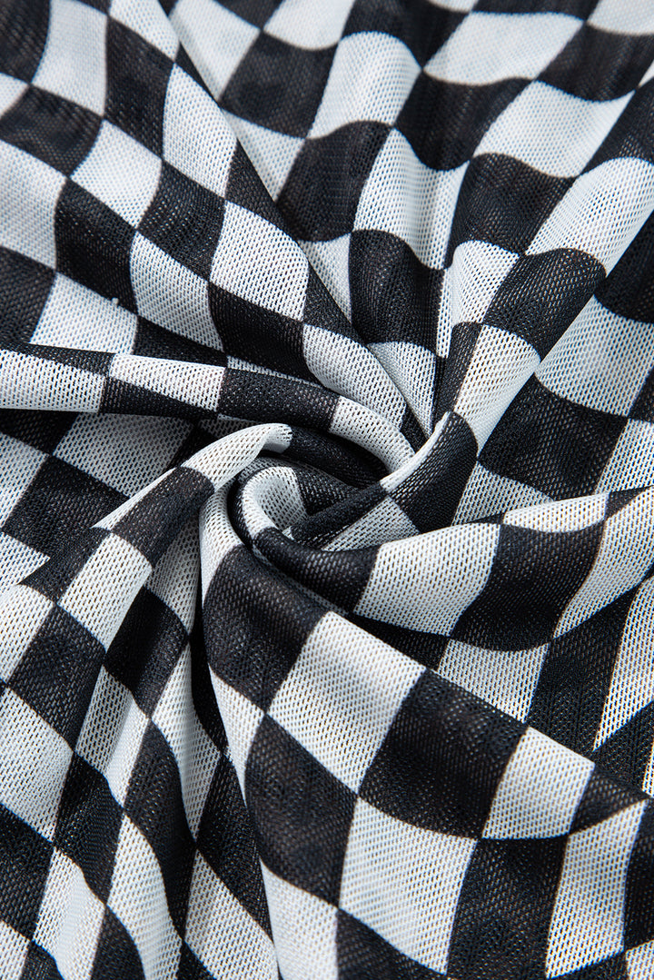 Multicolour Leopard Checkered Double Printed Reversible Sleeveless Long Dress