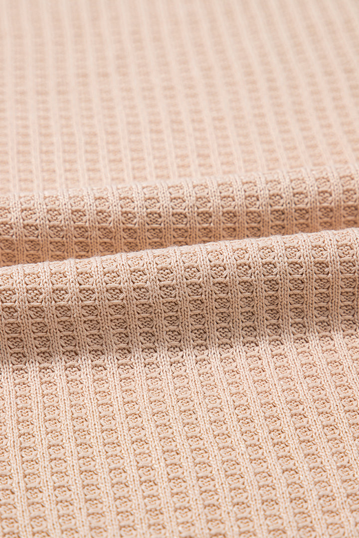 Light French Beige Cactus Forest Waffle Half Sleeve Tee Short Set