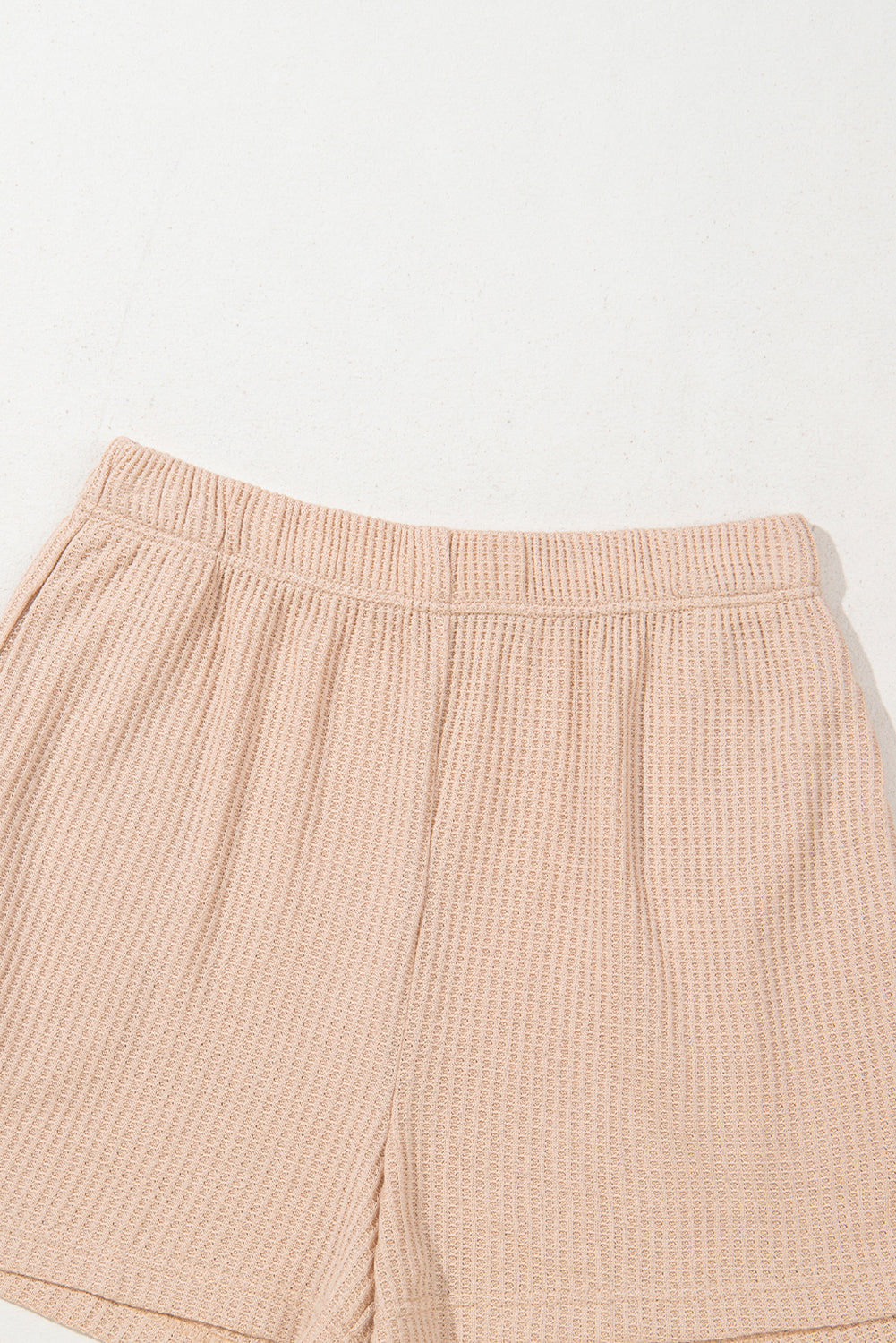 Light French Beige Cactus Forest Waffle Half Sleeve Tee Short Set