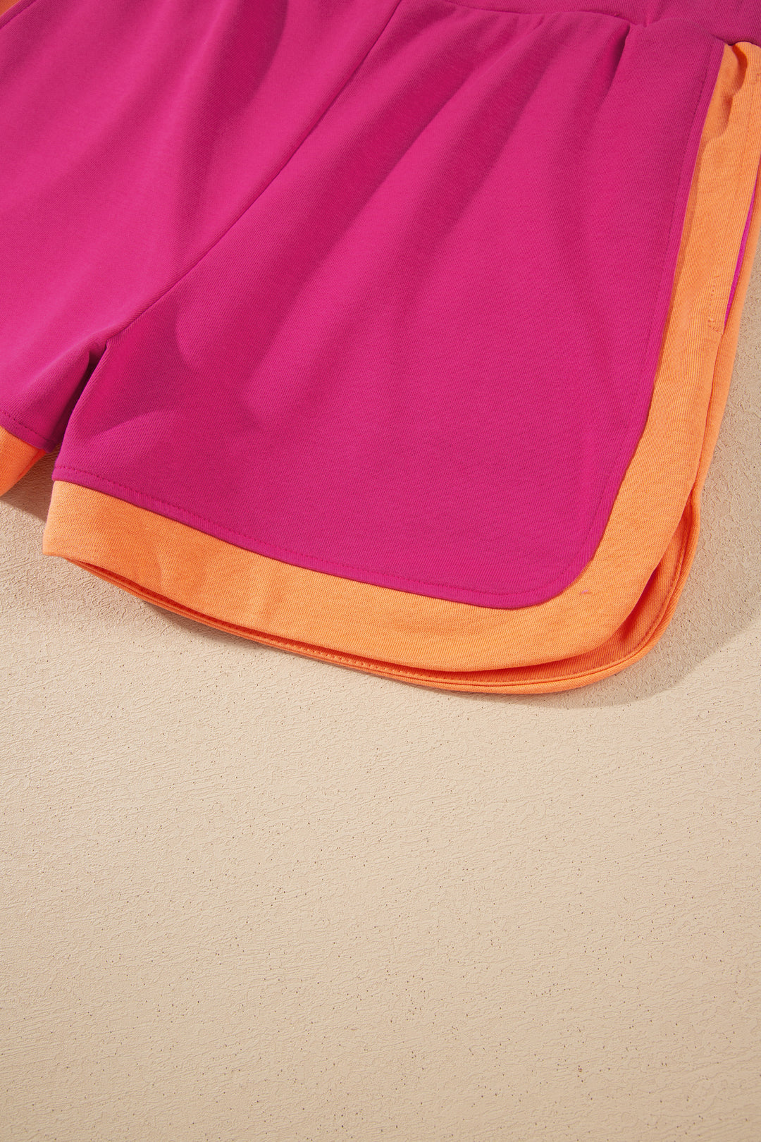 Pitaya Pink Color Block Accent Half Zip Top Athleisure Shorts Set