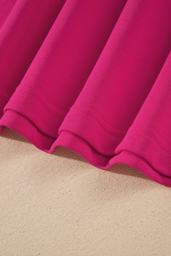 Pitaya Pink Color Block Accent Half Zip Top Athleisure Shorts Set