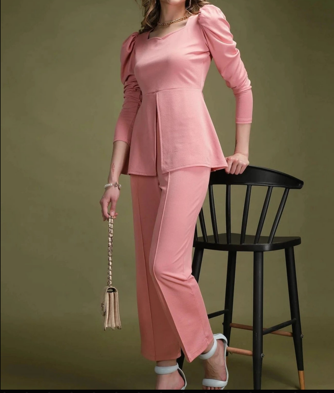 Women Pink Solid Co-ords Set | Back to Work