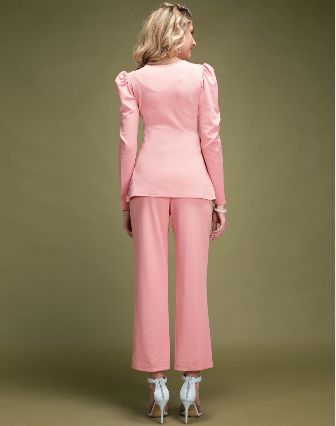 Women Pink Solid Co-ords Set | Back to Work