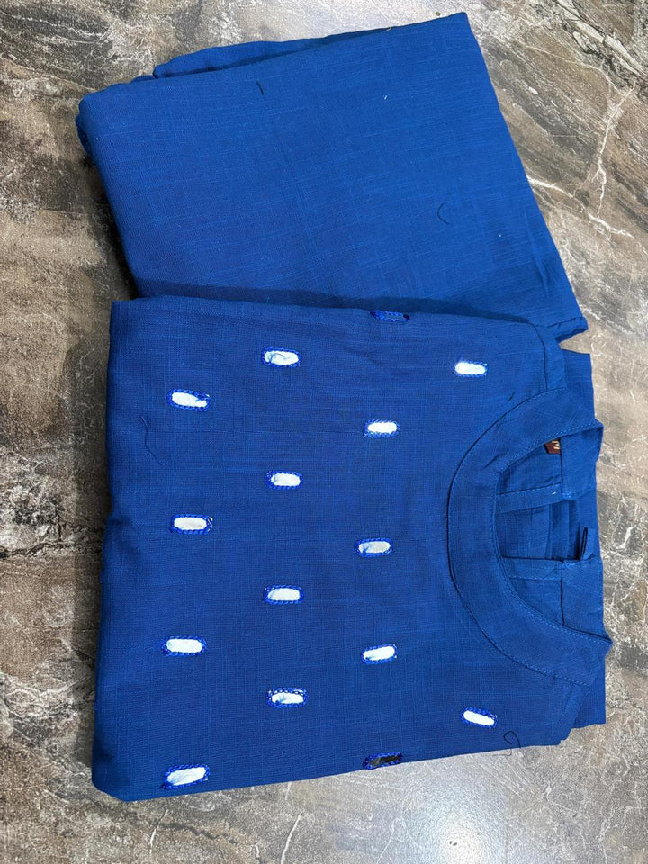 Teal Blue Embellished Sleeveless Kurta Set with Palazzo Pants