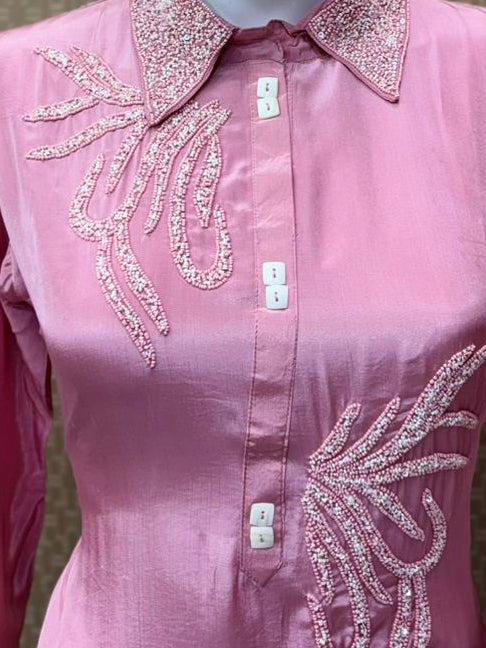 Sakhi Sky Blue Self Embroidery Ethnic Coord Set