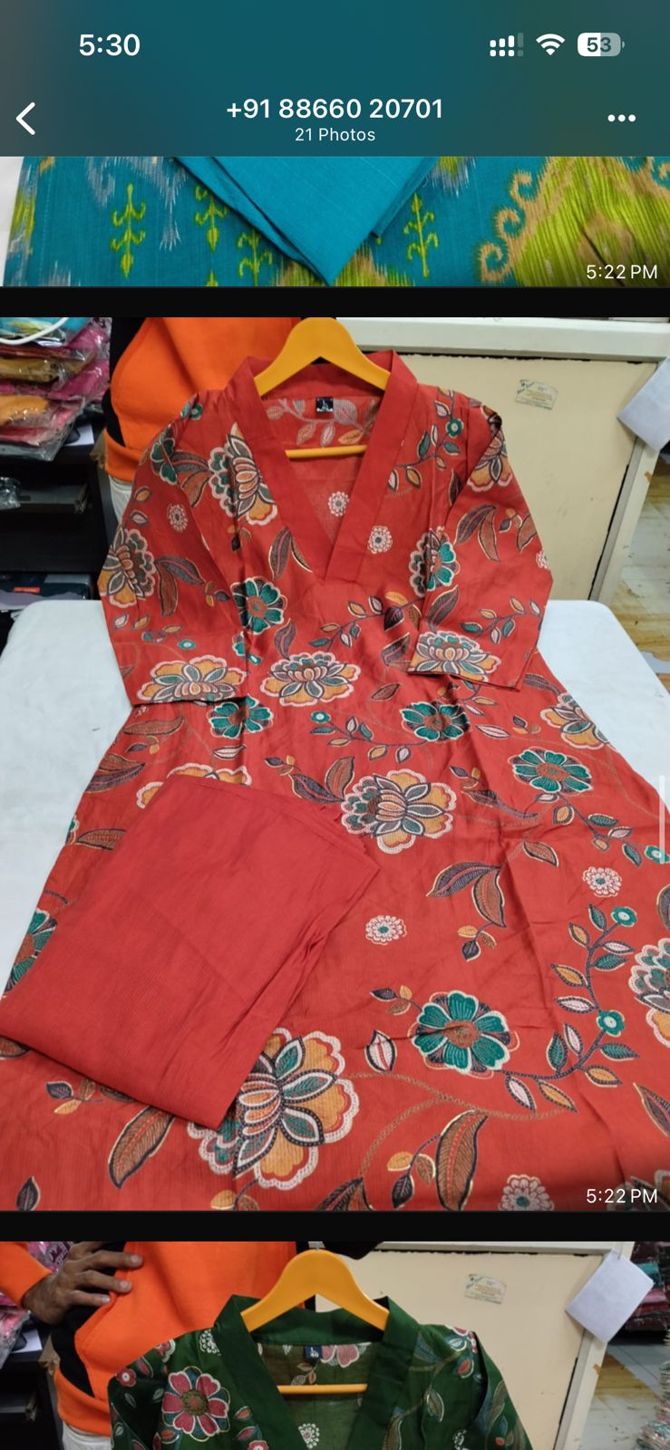 Emerald Floral Printed Kurta Set with Straight Pants