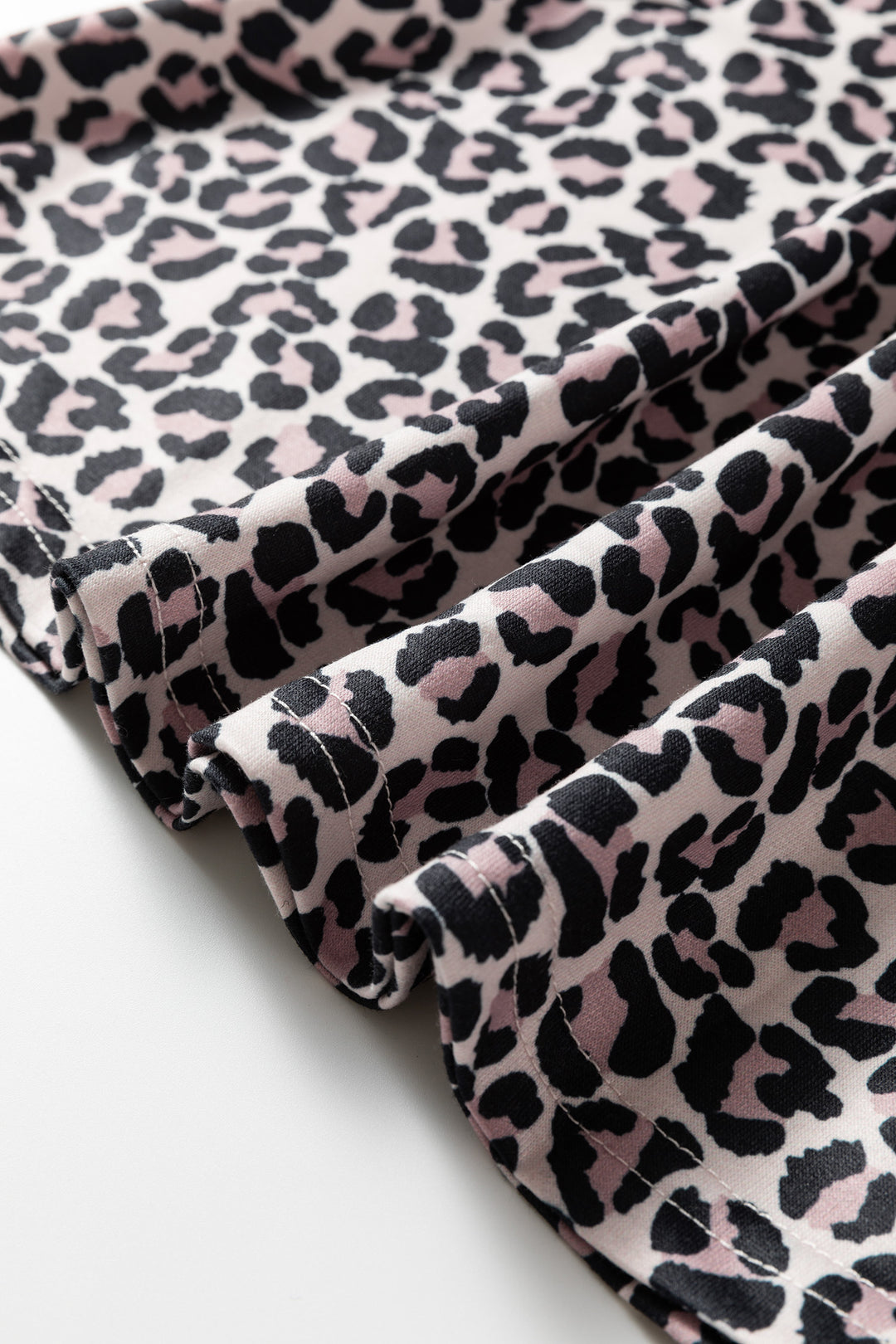 Khaki Leopard Print Half Zip up Blouse