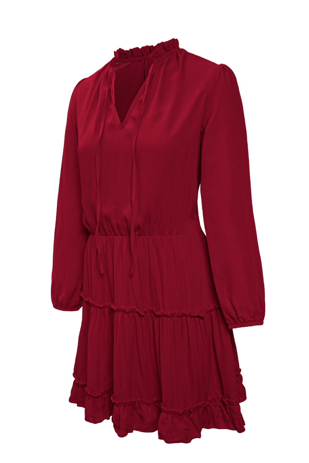 V Neck Long Sleeve Ruffle Tiered Mini Dress | Women