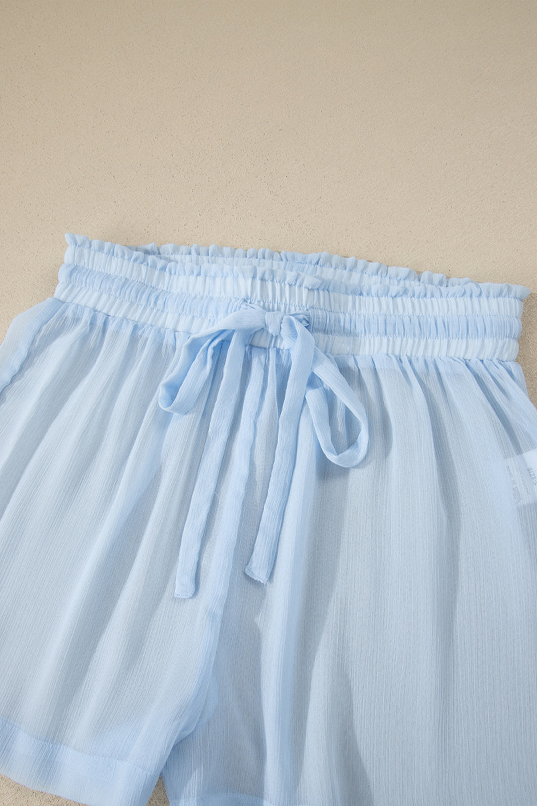 Beau Blue Sheer Tunic Shirt Drawstring Shorts 2pcs Swim Cover Up