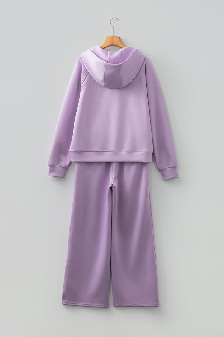 Orchid Bouquet Half Zip Thumbhole Sleeve Hoodie Active Pants 2pcs Outfit