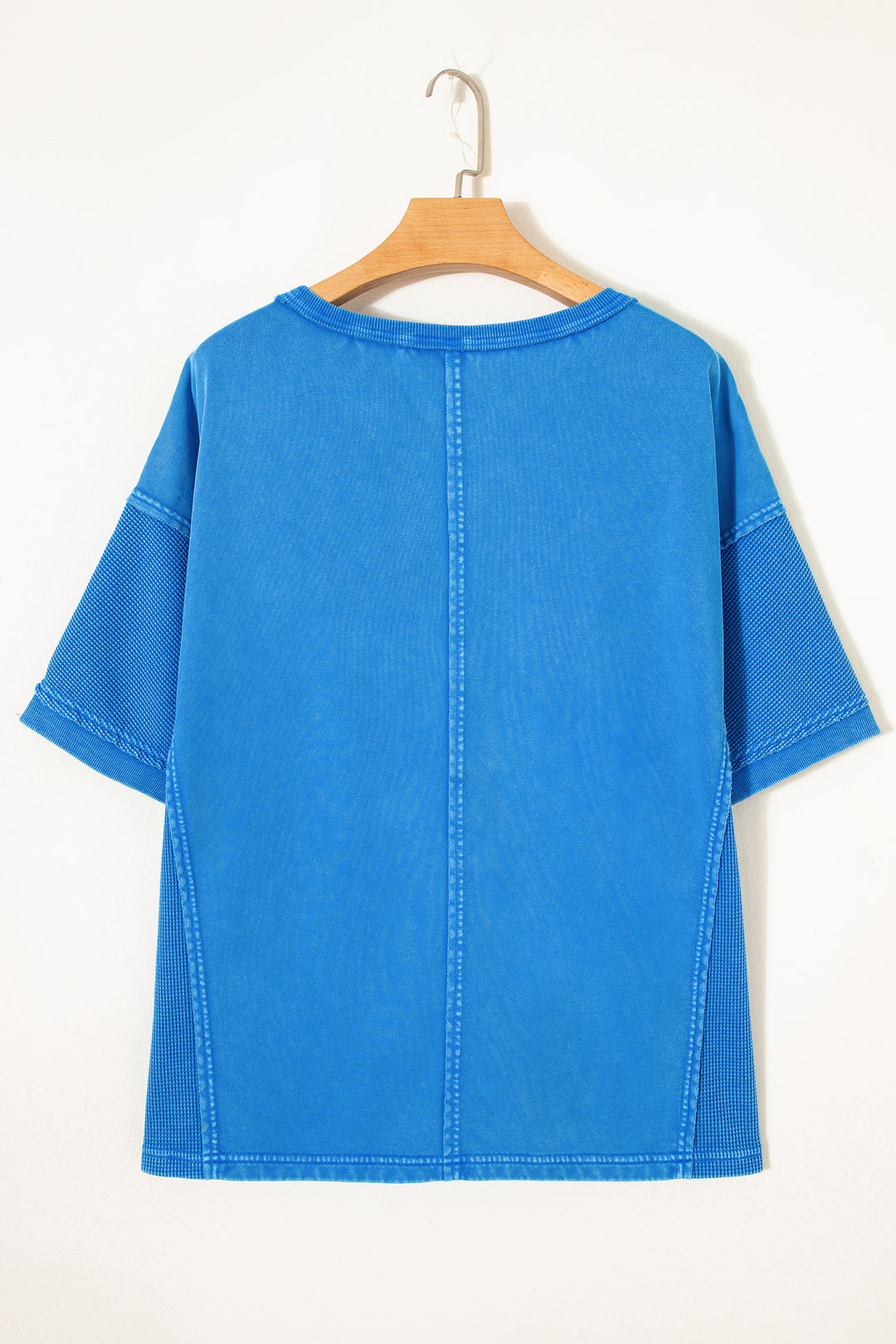 Blue Mineral Wash Star Mesh Patchwork Oversize Tee