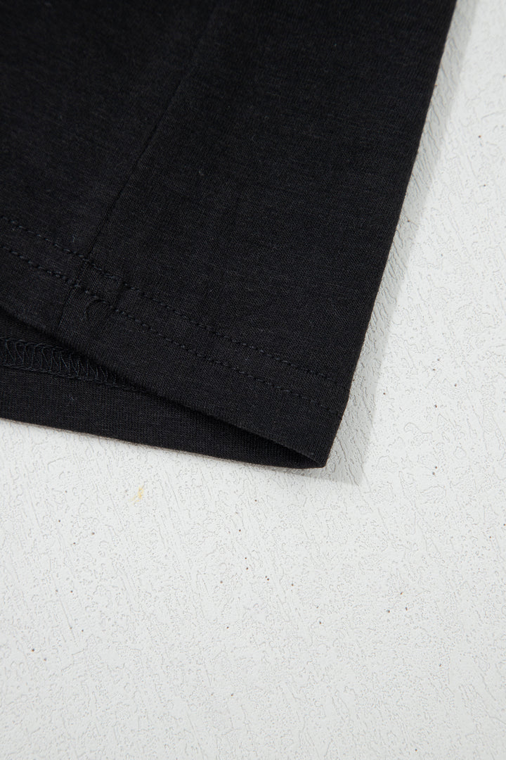 Black Plus Size Solid Color Bow Tie Peplum Tank Top