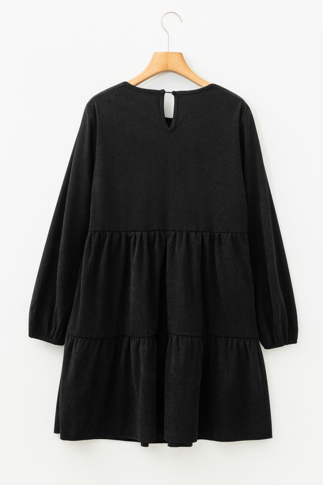 Dark Brown Lantern Sleeve Tiered Mini Dress