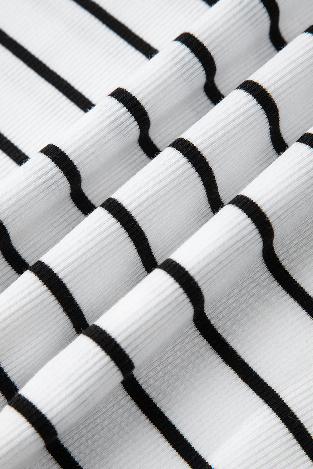 White Stripe Stand Collar V Neck Elastic Cuffs Half Sleeve Dolman Top