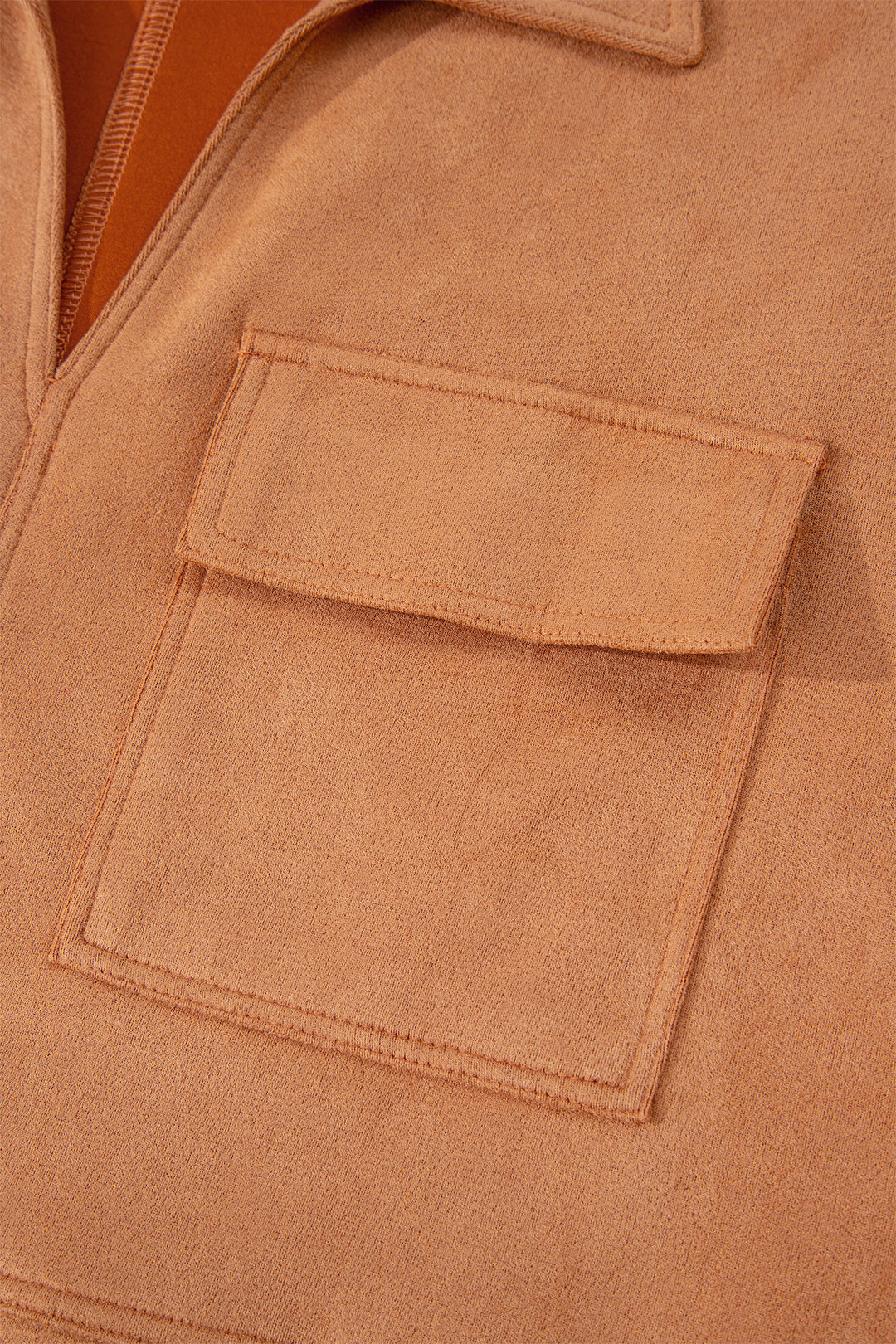 Thai Curry Collared V Neck Faux Suede Short Sleeve Shift Mini Dress