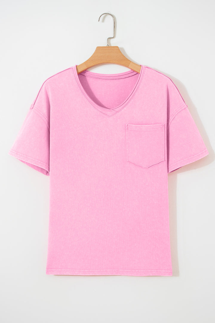 Blue Cotton Mineral Wash T Shirt