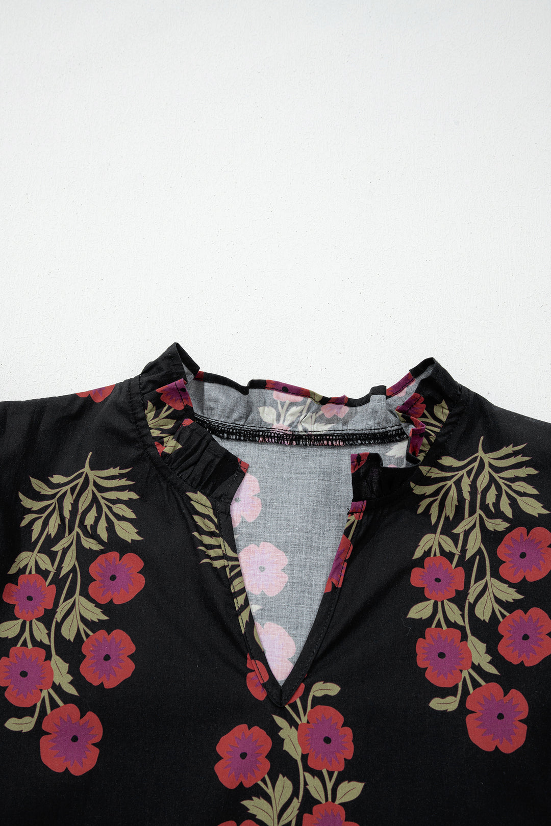 Black Floral Short Bubble Sleeve Tiered Maxi Dress