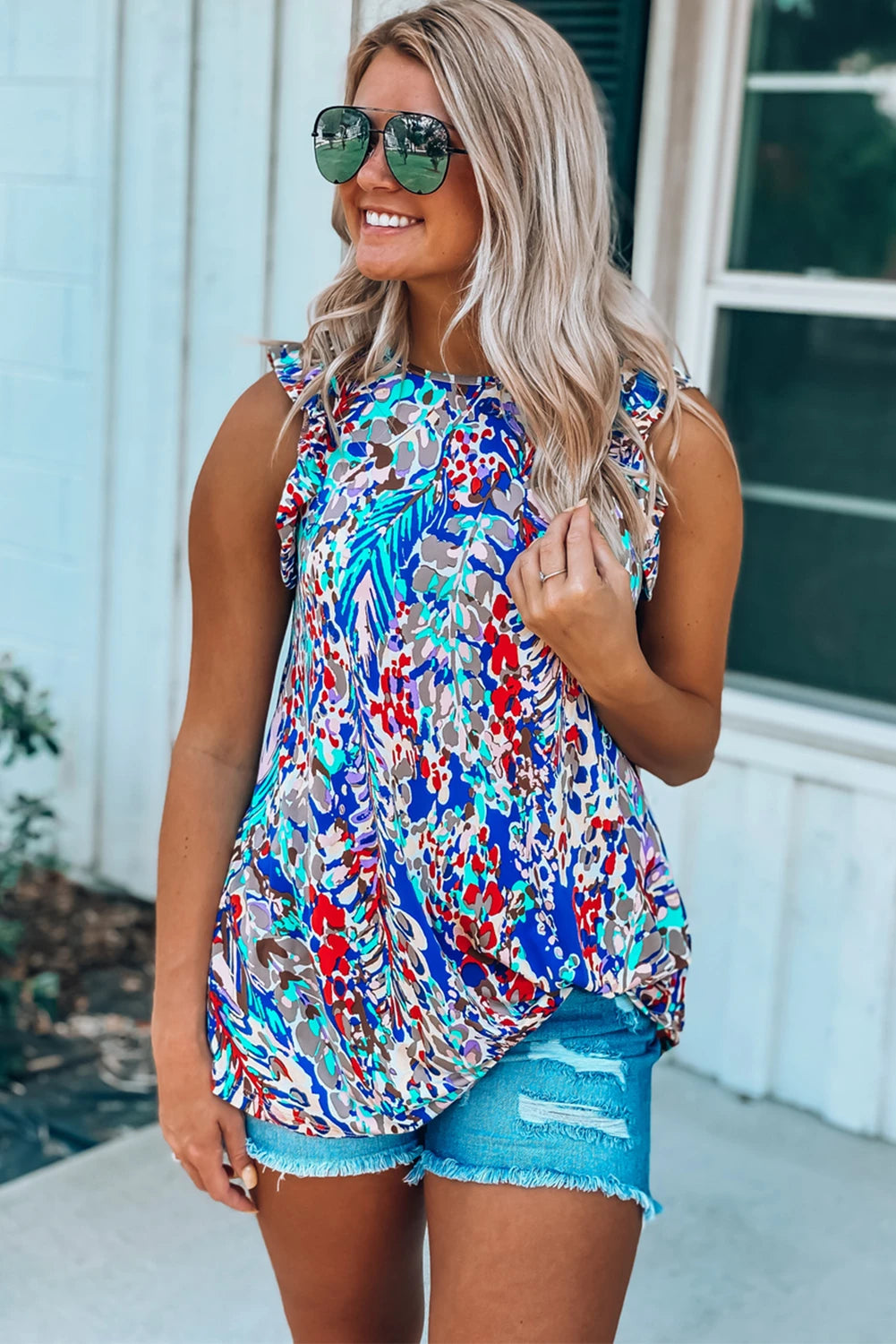 Women’s Multicolor Floral Print Sleeveless Top
