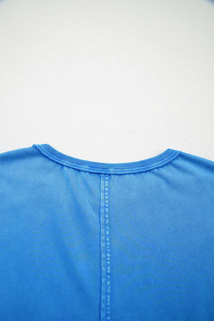Blue Mineral Wash Star Mesh Patchwork Oversize Tee