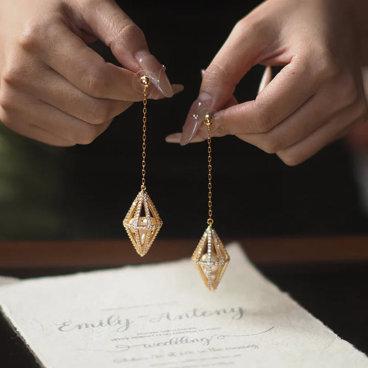 Niche Designer Natural Jewelry Personality European and American Style Qingdao Mid-Century Vintage Long Tassel Earrings