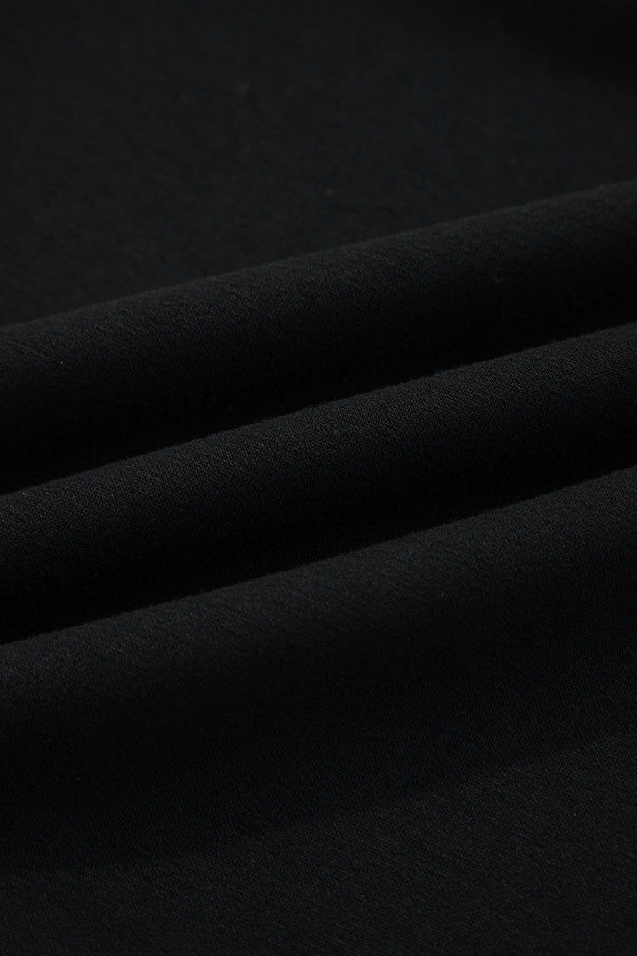 Black Zip Collar Long Sleeve Top Drawstring Pants Set