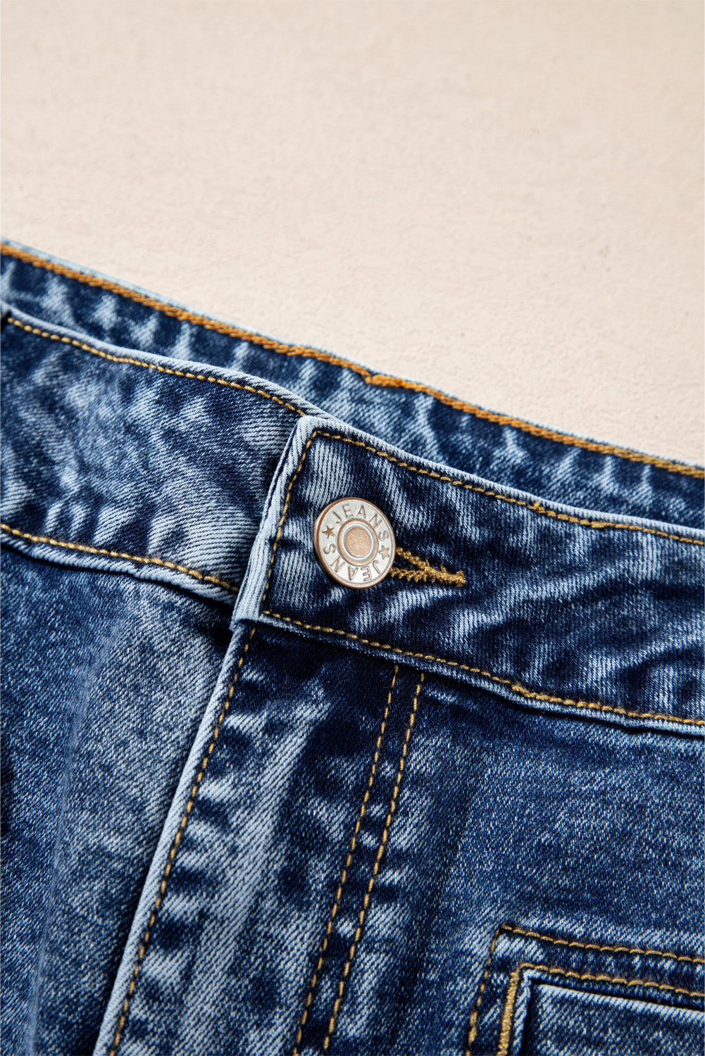 Sky Blue Chic Patch Pocket Straight Leg Loose Jeans